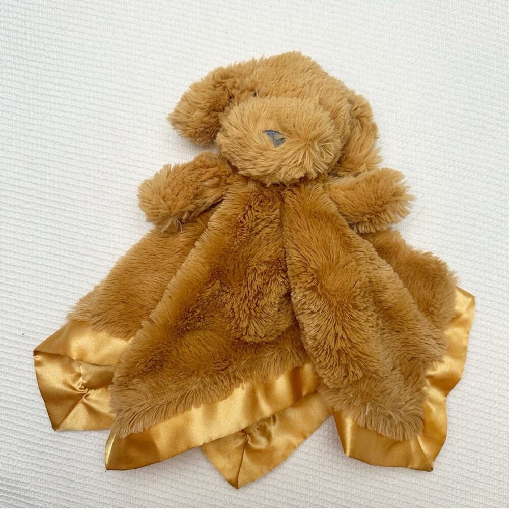 Cloud Island Brown Puppy Dog Lovey Satin Trim Swirl Baby Security Blanket 14”